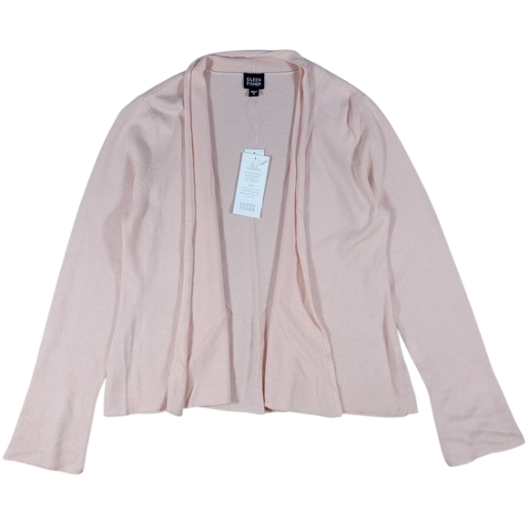 Eileen Fisher Silk Cashmere Cardigan Women S Light Pink Open Sweater Bell Sleeve - Picture 1 of 8